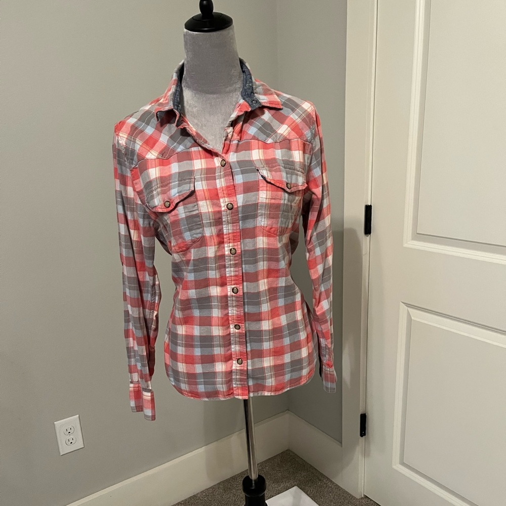Plaid long sleeve/3/4 sleeve